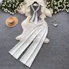 Conjunto de Duas Peças para Mulheres, Estilo Coreano, Colete de Gola V para o Dia a Dia, Calça Wide Leg, Verão, Emagrecimento, Valoriza a Silhueta, Moda de Alta Qualidade