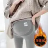 Leggings de maternidade para primavera e outono, calças compridas forradas com fleece para outono e inverno, calças de maternidade quentes e de suporte para usar no outono e inverno