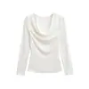 Camiseta Larga de Manga Larga Ajustada, Sexy y de Moda para Mujer con un Diseño de Cuello Único, Top Corto Versátil
