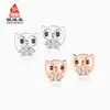 Belleza Borde Plateado Versión Coreana S925 Plata de Ley Búho Pendientes Personalizados Joyería Fabricante Envío Directo Pendientes Joyería
