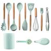 Conjunto de Utensílios de Cozinha de Silicone Preto de 11 Peças com Tubo de Armazenamento e Colher Escumadeira com Filtro de Ovo