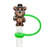 Tapa de Silicona con Forma de Oso de Dibujos Animados para Popote 8/10mm Tapa para Popote Decoración a Prueba de Polvo Anti-Derrames Tapón para Popote Venta al por Mayor