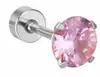 Brincos de Tarraxa Redondos de Cristal Quadrado de Zircônia de Aço Inoxidável Quatro Pontas Transfronteiriços Joia de Orelha Piercing de Disco Redondo de Aço Inoxidável 304