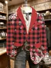 Chaqueta de Traje de Solapa Nueva Transfronteriza Casual para Hombre Estampada Amazon Ropa de Invierno Pana Tela Engrosada