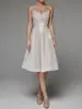 Nuevo Vestido Largo de Mujer de Comercio Exterior para Primavera y Verano Estación Independiente Europeo y Americano Sexy de Tirantes Finos Sin Mangas Bordado Vestido de Gala