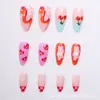 Uña Falsa Ovalada Fresa Brillo Facial Color Pimienta Uña Falsa Natural Dulce Fresca Arte de Uñas 24 Piezas Red Social Transfronterizo