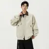 Nueva chaqueta de otoño, prenda exterior de color liso para hombre, talla grande, simple y elegante, abrigo para hombre, top para hombre, corte holgado