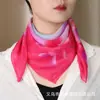 Novo Lenço Quadrado Feminino para Primavera e Outono Moda Estampado Fivela Magnética Lenço de Seda Versátil Protetor de Pescoço Fino Lenço Decorativo Preguiçoso