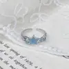 Anel Aberto Coração Borboleta Flor Estrela Esmalte Azul Gelo Estilo Chinês Nicho High-End Ins Estilo Cool