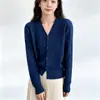 Cardigan de tricô com gola V para outono e inverno, de manga comprida, para mulheres, novo suéter casaco de tricô slim fit com toque vintage para mulheres