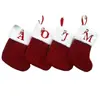 Nuevos Suministros para Decoración Navideña Calcetines Navideños Bolsas de Regalo Calcetines Navideños Rojos Tejidos con Letras Bolsas de Regalo Navideñas