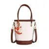 Nova Moda Primavera 2026 Bolsa de Mão Estilo Balde, Bolsa de Ombro Elegante com Contraste de Cores para o Dia a Dia, Bolsa Transversal Tendência de Alto Valor