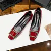 Zapatos de Mujer con Hebilla Cuadrada y Tacón Grueso Estilo Nuevo Primavera 2024 Zapatos de Mujer en Charol Gris Elefante Tacones Altos Versátiles con Punta Cuadrada y Apertura Baja