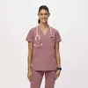 Blusa de Uniforme Elástica de Secado Rápido con Cuello en V y Mangas Cortas para Hombres y Mujeres, Adecuada para Personal de Hospital, Enfermeras, Odontología, Belleza, Quirófano y Ropa de Trabajo para el Cuidado Postparto