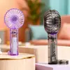 2026 Ventilador de Mão Transparente Simples Criativo Ventilador Pequeno Portátil de Verão para Exterior com Clipe Recarregável via USB