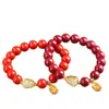 Pulseira de Cinábrio Mineral Cru, Pulseira da Fortuna e Prosperidade, Pulseira de Areia Dourada Roxa de Alto Teor para Homens e Mulheres, Presente de Joia no Atacado