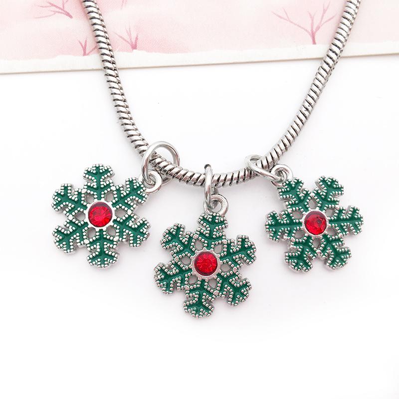 15213-圣诞绿色点钻雪花挂件17x26-2g-0.85-