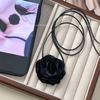 Série Camellia ~ Estilo francês High-End Atmosfera Preto e Branco Flor Colar Pescoço Alça Gargantilha Versátil