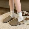 Zapatos Boken Forrados de Polar Cálidos de Punta Redonda Ropa de Exterior Pantuflas Medias Perezosas para Mujer Otoño e Invierno Nuevas Pantuflas de Lana Peludas