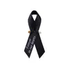 [En Stock] Cinta Tejida Conmemorativa Pin para Funeral Servicio Clásico Respeto Meditación Lazo Personalizado Negro