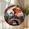 Colgante de vidrio de colores de un dragón gigante en un puente, adorno colgante de vidrio para el hogar, decoración de ventana, atrapasoles para el jardín