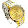 Fábrica al por mayor moda coreana oro y oro de negocios relojes para hombre estudiantes varones relojes con correa de acero una generación de pelo