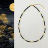 Estética OrientalPreto Dourado Chenlong Nova Corrente de Colar Chinesa Estilo Nacional Preto Espinhoso Prata Quebrada Corrente de Clavícula Feita à Mão com Contas