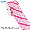 Cinta rosa navideña transfronteriza con borde de alambre, con estampados de Santa Claus, muñeco de nieve y cascanueces, hecha de tela de satén