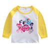 Camiseta de manga larga para niños y niñas, ropa de primavera y otoño 2023, nueva camisa con costuras para niños, bonita camiseta de algodón para niños