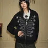 Moda Harajuku Estilo Perezoso Unisex Personalidad Top Diseño Retro Sentido Bordado Botones Cierre Sudadera con Capucha