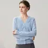 Cardigã de Renda e Caxemira 2026 Outono Novo Feminino Gola V Franja Base Elegante de Botão Único Roupa Externa Quente