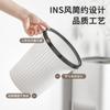Cesto de Papel de Anillo de Presión sin Tapa para el Hogar Grande Cocina Baño Sala de Estar Rayado Creativo Simple Bote de Basura Bote de Basura