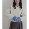 Foto Real de Novos Cardigãs de Tricô Femininos Color Block para Ambiente de Escritório, Tops Femininos Modernos e Simples