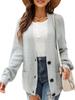 Cross-border Hot elegante V-neck Sweater Cardigan Outono e Inverno Nova Cor Sólida Jaqueta de Malha Loose All-match Cardigan Outer