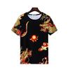 Camisa Masculina de Verão Casual Esportiva Roupa de Verão Solta Seda de Gelo Fina Moderna Combinando Bonita Moderna Individualidade Estampada
