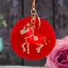 Chaveiro de Carro do Zodíaco Cravejado de Diamantes Pelúcia Fofo Pingente para Bolsa de Mulher Anel de Chaveiro Presente Festivo
