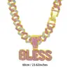 Moda Europea y Americana Tendencia Fresca Collar Cubano Largo para Mujer Letra Blees Colgante de Buena Suerte Amazon Temu Venta Caliente