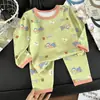 Novos conjuntos de pijamas térmicos casuais de outono e inverno para meninos e meninas, com estampas de desenhos animados