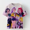 Patrón de Grupo de Chicas Cazadoras de Brujas K-Pop Patrón 3 Impresión 3D Transfronterizo Chicas Casual Cuello Redondo Manga Corta Camiseta Venta Directa de Fábrica Suministro