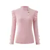 Amazon ebay Estación Independiente Otoño e Invierno Manga Larga Botón Axila Volante Camisa Base Top
