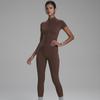 Mono de Yoga Danza Fitness Deportivo con Cremallera de Manga Corta y Pantalón Largo Hecho a Medida Transfronterizo para Amazon