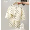 Conjunto de Pijama de Gaze de Algodão de Camada Dupla Classe A para Meninos e Meninas, Conjunto de Duas Peças para Bebês, Roupa Infantil para Primavera, Outono e Verão, Roupa de Primavera para Bebê