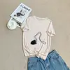 Sensación Fresca~Camiseta de Manga Corta Suave de Lana Lyocell, Camisa Casual Rosa Suave Estilo Mascarilla, Top Ligero para Mujer