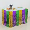Decoração de Carnaval Transfronteiriça Cortina de Porta de Seda de Chuva Layout de Festa de Feriado Saia de Mesa de Seda de Chuva Verde Roxo Dourado Banner Decorativo Listrado Colorido