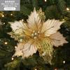 Hong Kong Heng Natal 24cm cor dourado vermelho champanhe flores de Natal simuladas folhas mistas folha de bordo feita à mão flores decorativas