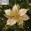 Flores de Natal Artificiais Coloridas Dourado Vermelho Champagne 24cm Folhas Mistas Folha de Bordo Feita à Mão Flores Decorativas Natal Transfronteiriço