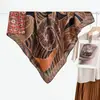 Nuevo pañuelo cuadrado de seda de doble cara con patrón de espiga bicolor para otoño e invierno de 90 cm, pañuelo y chal de moda con margarita verde de doble uso