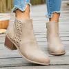 Botines Chelsea de venta caliente en Temu 2026 otoño e invierno nuevos con diseño hueco, punta fina, corte bajo, tacón cuadrado, botas para mujer estilo europeo y americano en stock