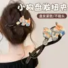 Presilha de bico de pato marrom de cachorro coreano, presilha elegante para coque torcido, presilha de cabelo volumizadora para a parte de trás da cabeça, acessório de cabelo de alta qualidade