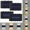 Luz de Pared Solar para Paisajismo Exterior, Patio, Decoración de Pared de Ambiente Impermeable, Iluminación Arriba y Abajo para Terraza, Lavado de Pared